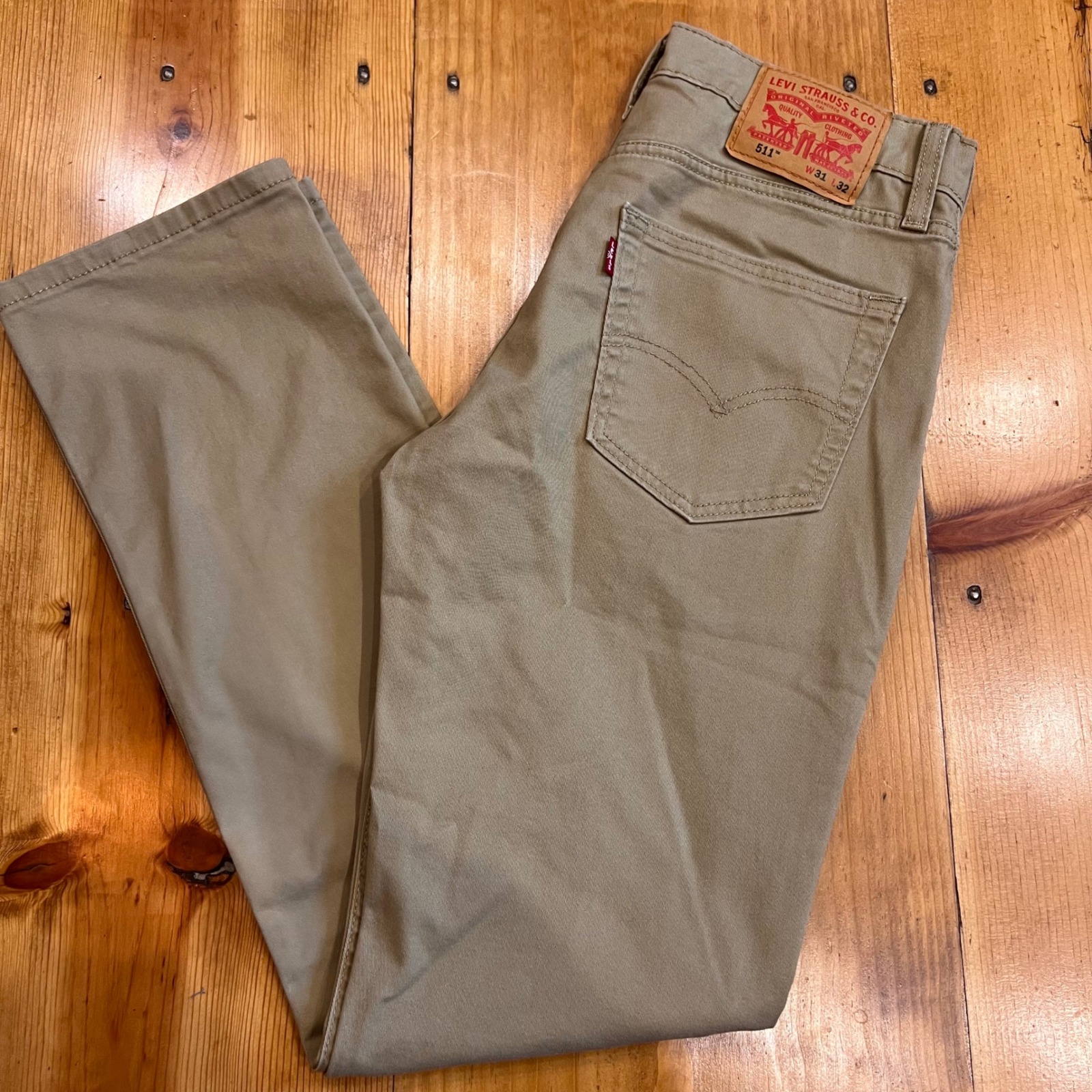 Levi's 511 Slim Fit Khaki Tan Twill Pants Mens 31x32 Classic A11